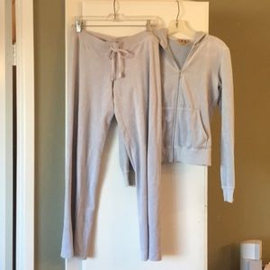 Gray/purple Juicy velour sweatsuit set